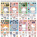 8PCS Cute Animal Cat Dolphin Octopus Cartoon Car Face Changing Stickers Stationery Notebook Decor DIY Children's Puzzle Sticker