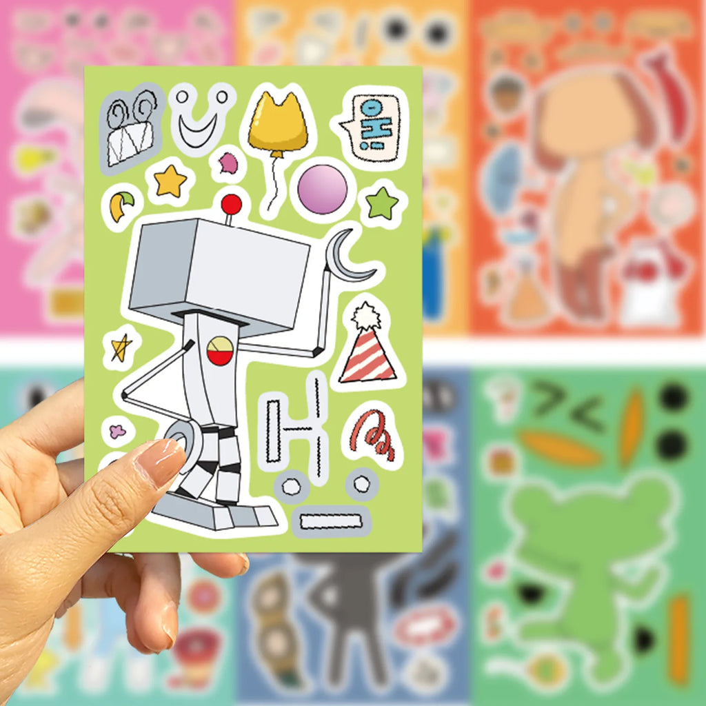 8/24PCS Cute Cartoon Doro Cat Face Changing Stickers Make a Face Waterproof Handbag Stickers DIY Decorative Notebook Stationery