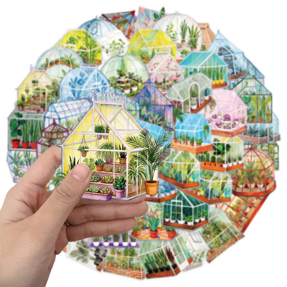 50PCS Creative Greenhouse Flower Decoration Stickers DIY Graffiti Skateboard Phone Case Tablet Electronic Stickers
