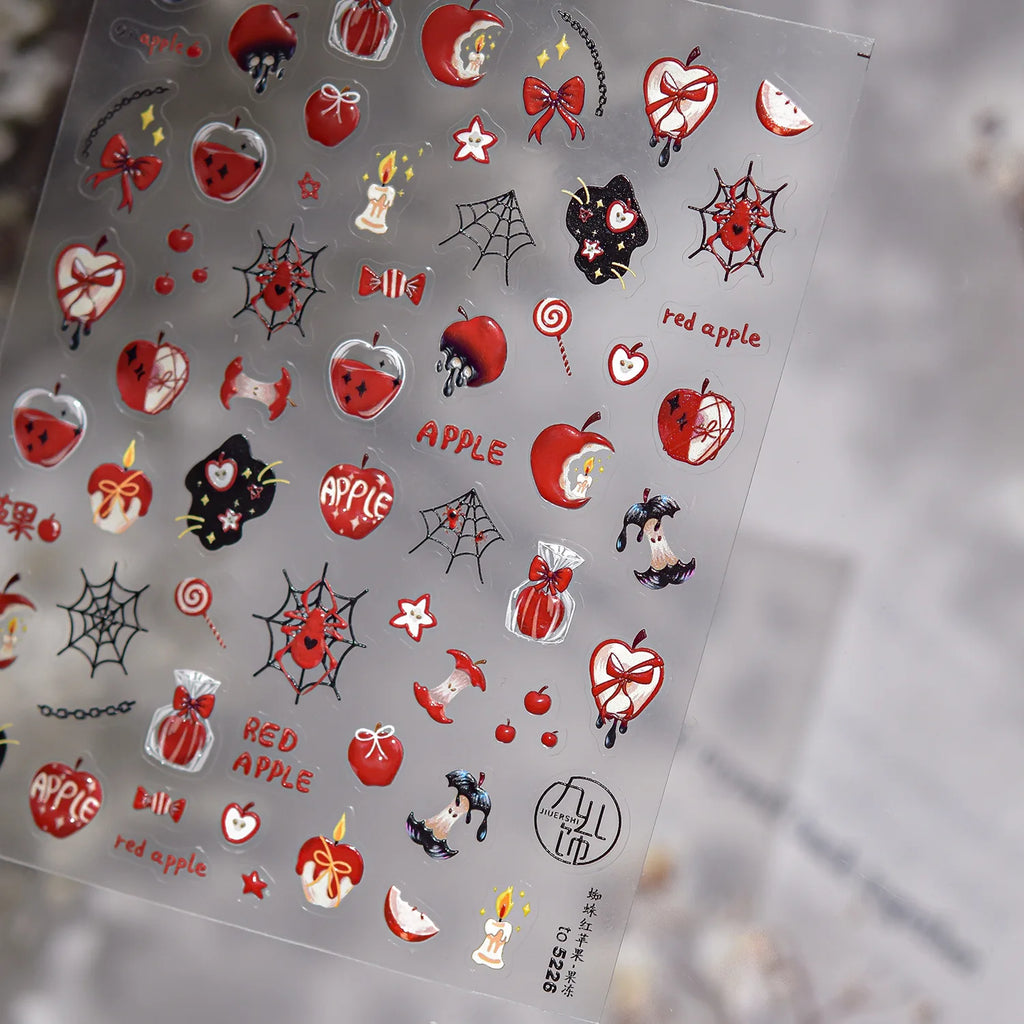 Jelly Halloween Skeleton Stickers Nail Art Cool Evil dark style decorative Nails Sticker DIY Trendy Manicure Ornaments Supplier