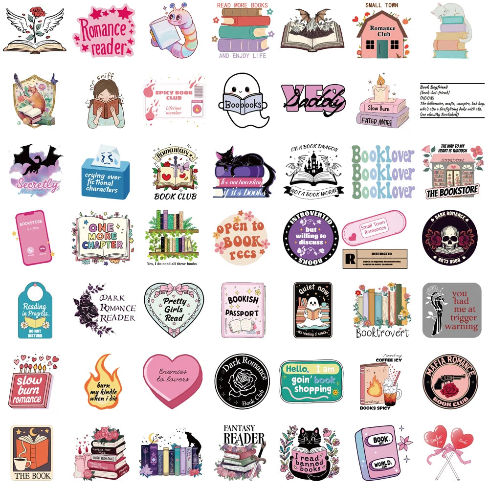50/100PCS Book Reading Series Sticker Personalized Cartoon Diary Phone Skateboard Paintings Decoration Phone Festival Stickers