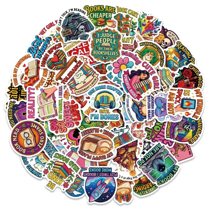 10/30/56PCS Creativity Reading Sticky Sticker PVC DIY Children's Laptop Luggage Skateboard Stationery Decoration Scrapbooking