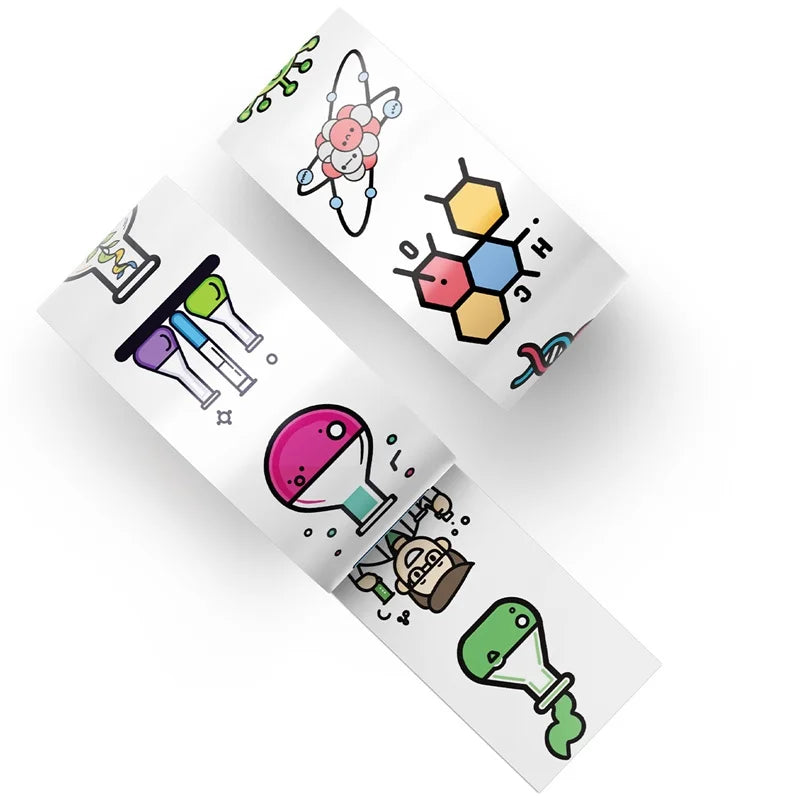 500PCS Cartoon Chemical Experiment Sticky Paper Sticker Labels Thank You Sticker Sealing DIY Decoration Scrapbooking Supplies