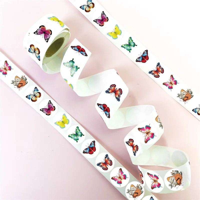 500PCS Cute Butterfly Sticky Paper Sticker Labels Thank You Sticker Sealing Stationery Supplies DIY Decoration Scrapbooking