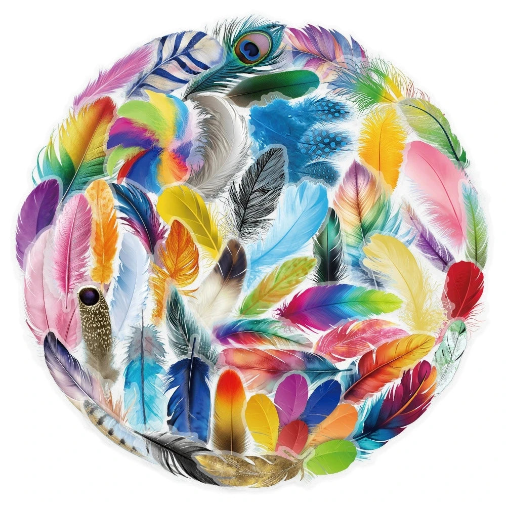 50/100PCS Transparent PET Colorful Feather Graffiti Stickers Decorative Stationery Box Stickers Reward