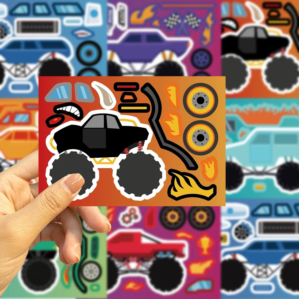 8/24PCS Cartoon Racing Make a Face DIY Skateboard Phone Laptop Pencil Stationery Kids Decoration Reward Waterproof Sticker