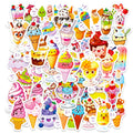 50PCS Cartoon Ice Cream Cute Doodle Stickers Easy Peel Kids DIY Fun Craft Student Notebook Tablet Decorative Sticker
