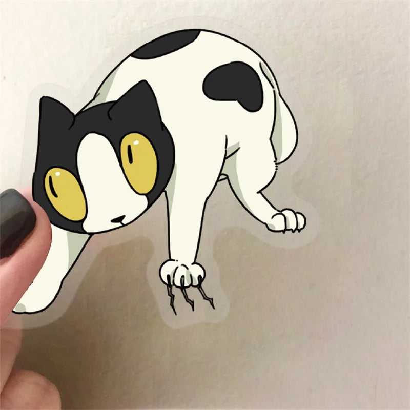 50PCS Cartoon Fierce Cat PET Sticky Sticker Aesthetic Tear Open DIY Decoration Scrapbooking Sketchbook Supplies for Kids