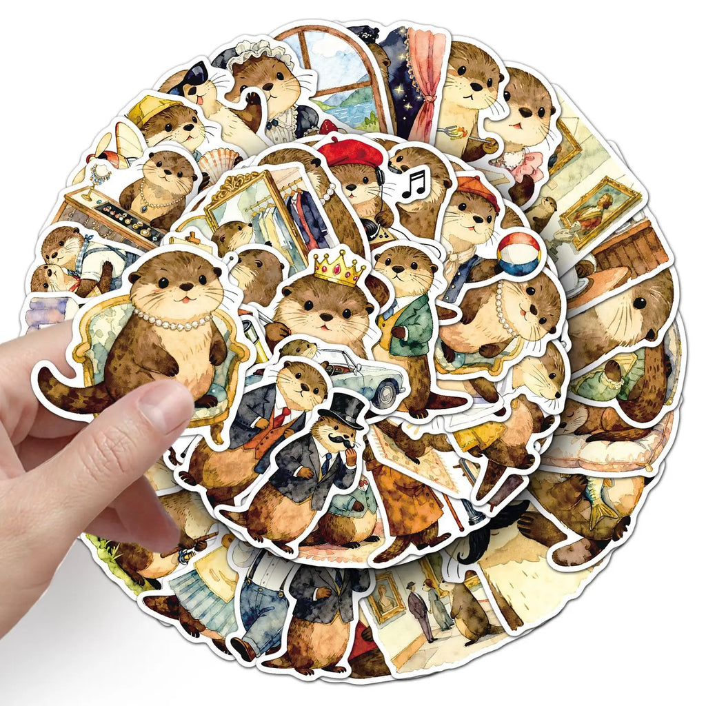 50-Pack Cartoon Otter Stickers Waterproof Decorative Decals for Water Bottles Laptops Mobile Phones Notebooks Luggage