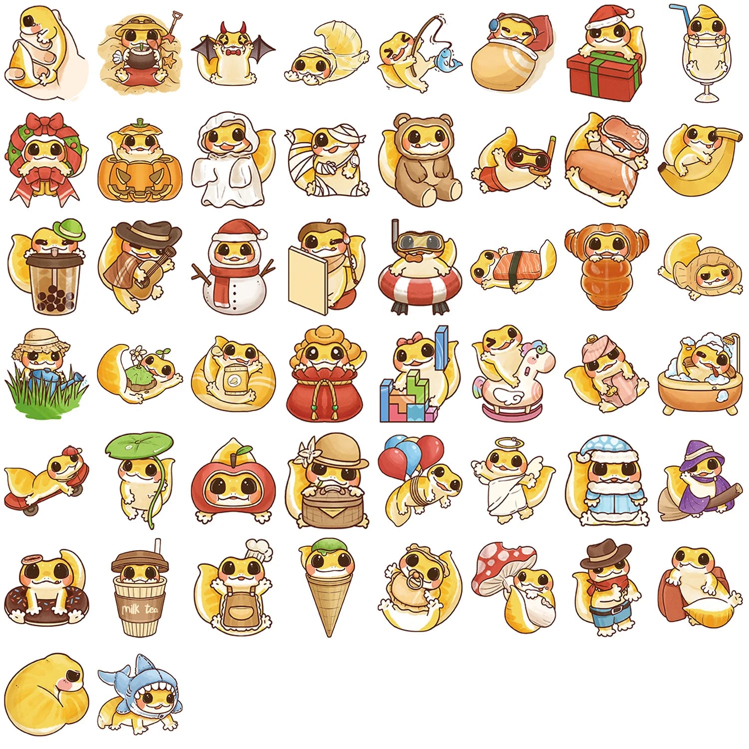 50/100PCS Cartoon Climbing Pet Guarding Palace Graffiti Stickers Decorative Guitar Notebook Luggage DIY Waterproof