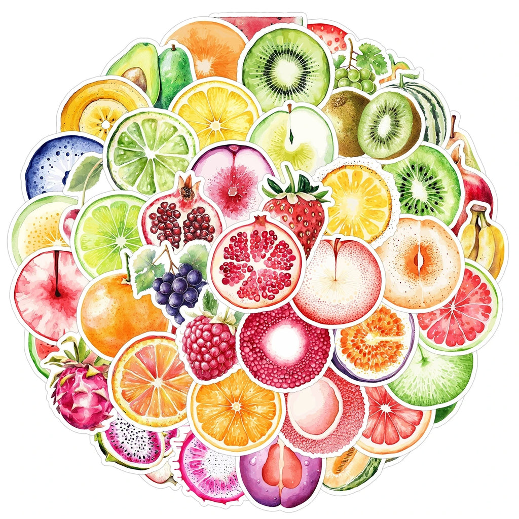50/100PC Cartoon Fruit Aesthetic Graffiti Award Stationery Sticker Water Cup Trunk Waterproof Decor Sticker Creative Stickers