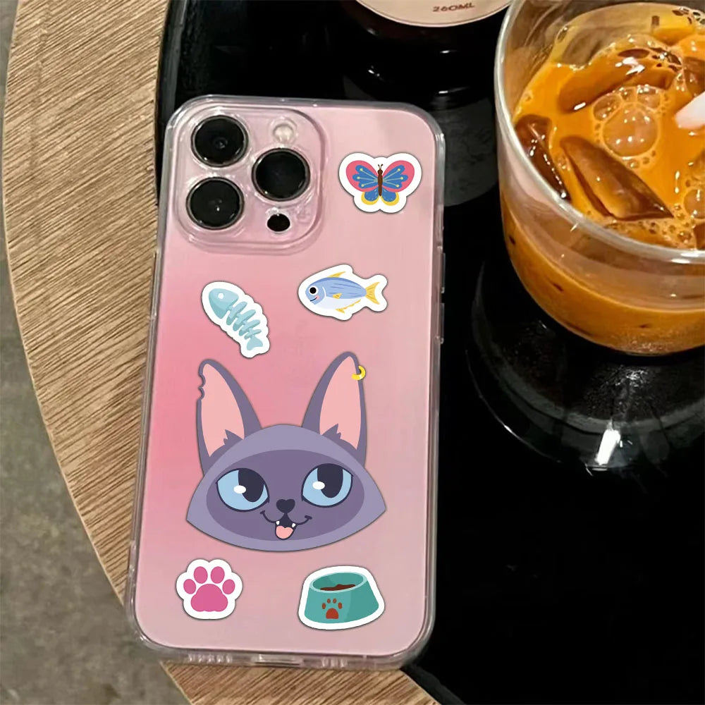 8PCS Cat Cartoon Face Changing Fun Puzzle Stickers DIY Handmade Clip Box Suitable for Tablet Speaker Puzzle Toy Stickers