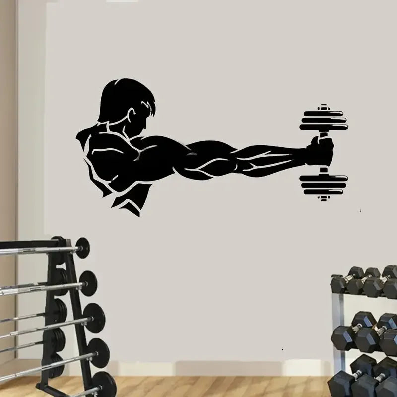 Athletic Gym Muscle Gym Vinyl Wall Decal Workout Logo Fitness Beast Barbell Bodybuilding Healthy Wall Sticker for Gym Decor
