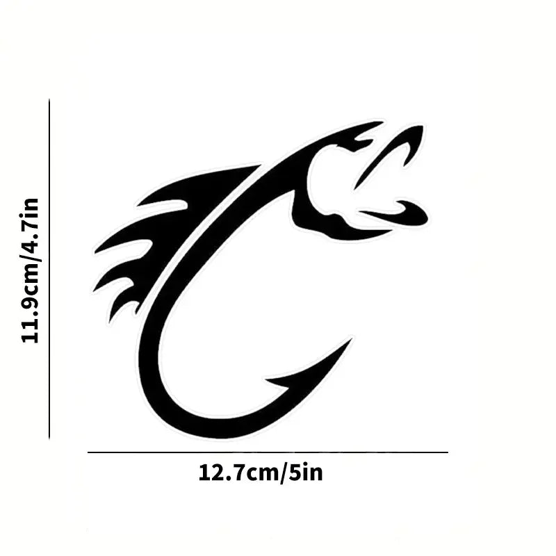 Fishing Hook Shaped Car Stickers For Laptop Water Bottle Phone Car Truck Van SUV Motorcycle Vehicle Paint Window Wall Cup Bumper