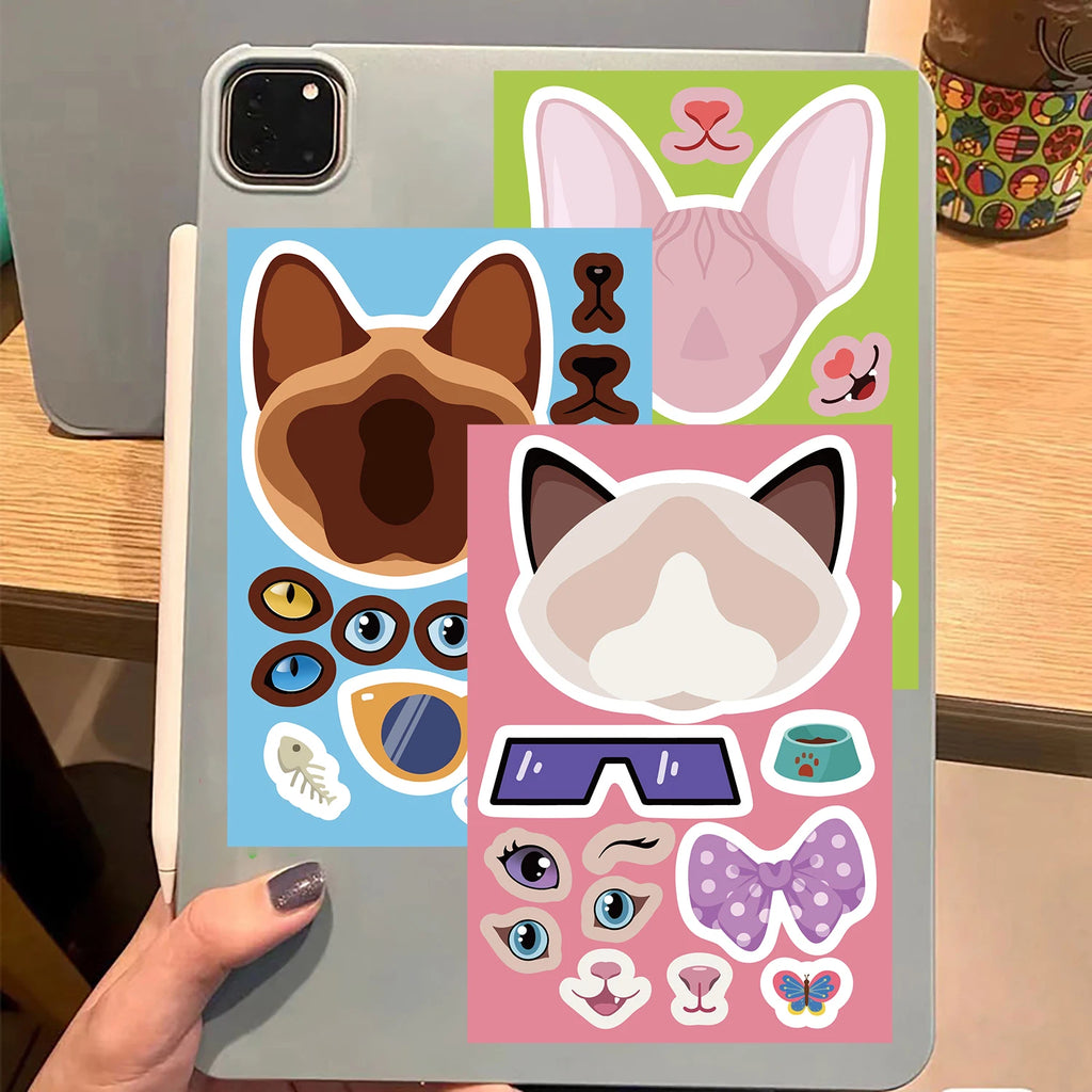 8PCS Cat Collages Stickers Motorcycle Harajuku Aesthetic Stationery Suitcases Notebook Coffee Retro Art Picture Wall Stickers