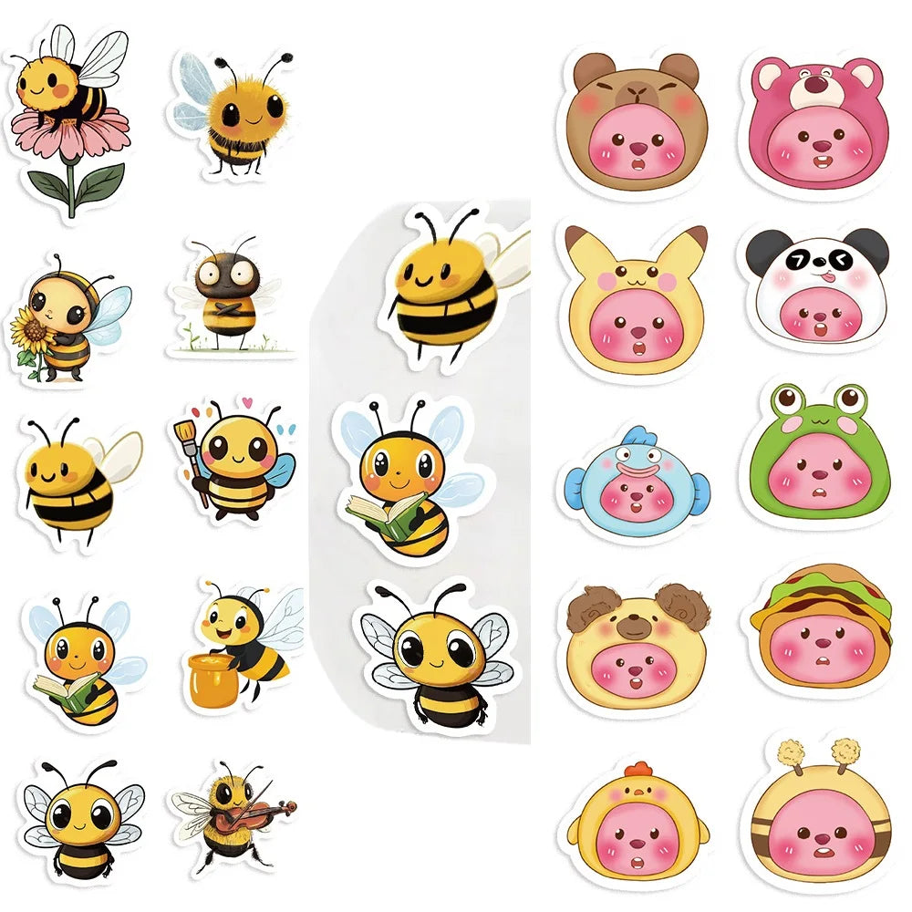 500/1000PCS Adhesive Cute Cartoon Bee Animal Gift Sealing DIY Decor Envelope Waterproof Stationery Notebook Children Stickers