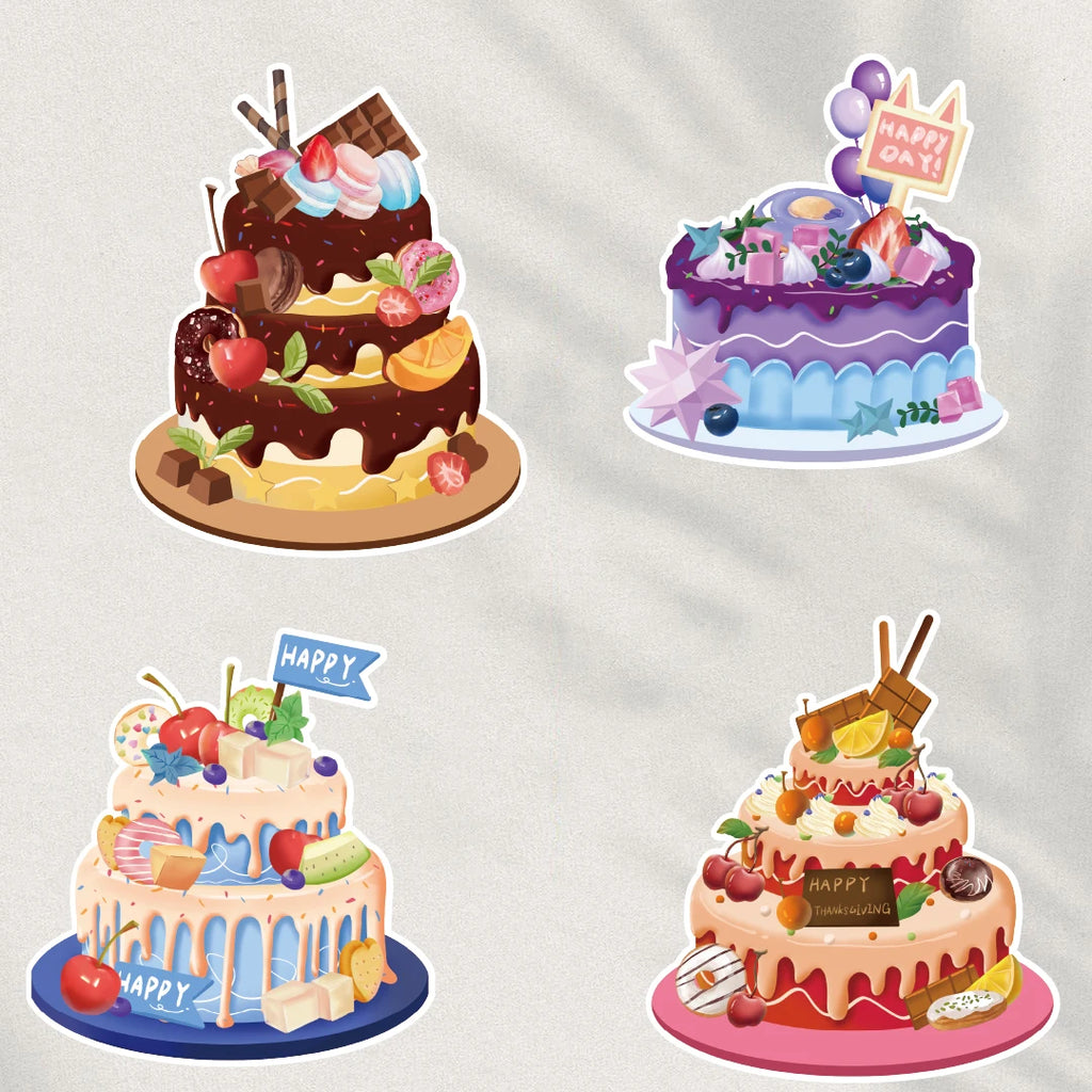 8PCS Cute Cake Collage Sticker Retro Laptop Assembly Puzzle DIY Cartoon Coffee Luggage Stationery Harajuku Puzzle Stickers ﻿