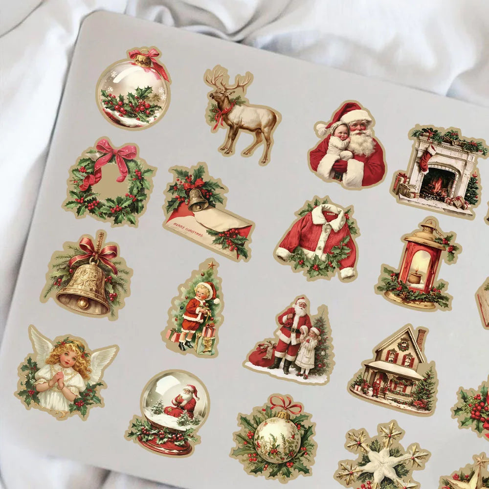 50Pcs Retro Christmas Graffiti Stickers Party Decoration Guitar Notebook Luggage DIY Waterproof