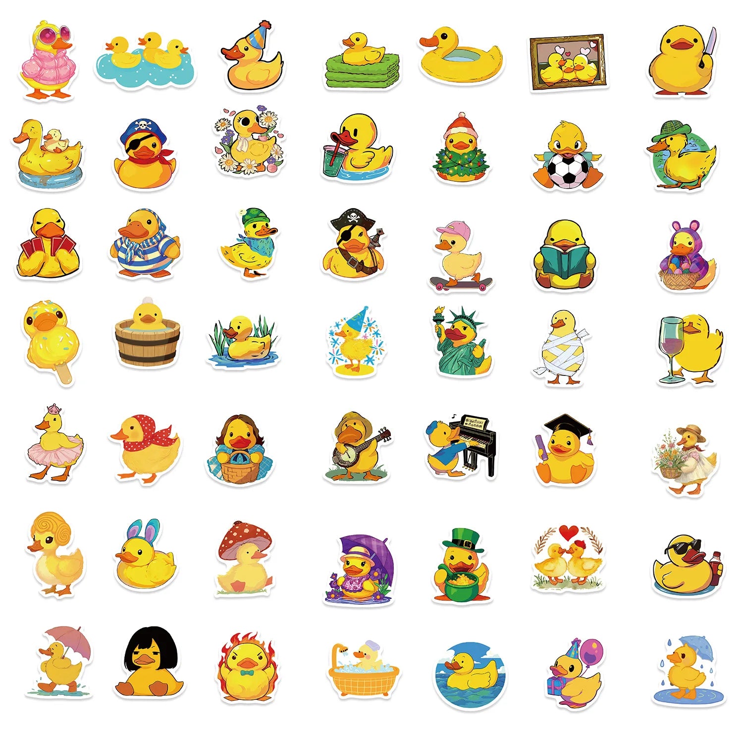 50 Pcs Yellow Duck Stickers Cute Duck Stickers Gifts for Water Bottles, Duck Vinyls Stickers Decal Waterproof Bottles Sticker