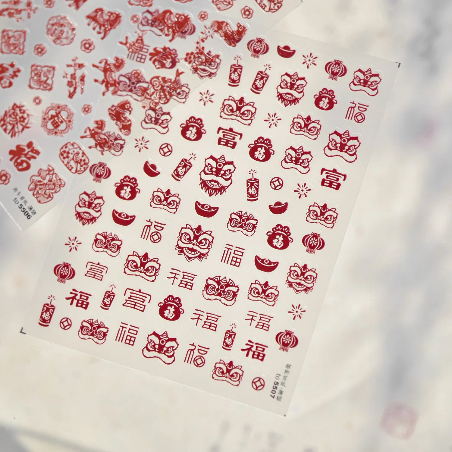 3D Thin and Tough Nail Stickers New Year Red Horse Paper-cutting Window Decorations Nail Art Stickers DIY Nails Accessory Decals