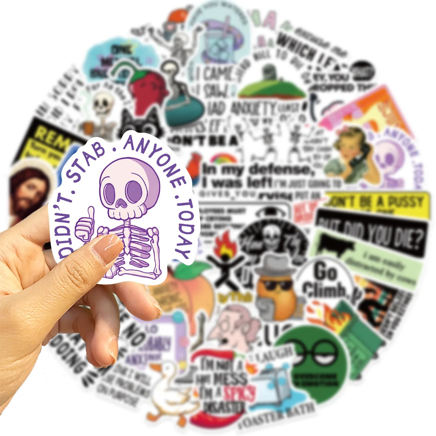 50PCS Funny Snarky Meme Stickers Cartoon Decals Decoration DIY Notebook Fridge Phone Bike Laptop Guitar Graffiti Stickers