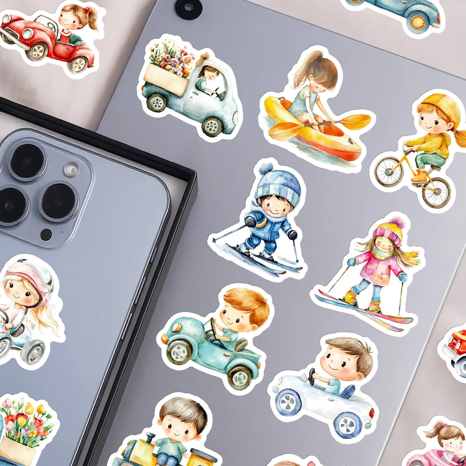 56pcs Fairy Tale Style Children's Daily Doodle Stickers DIY Decorations for Guitar Mobile Phone Case Notebook Student Stationery