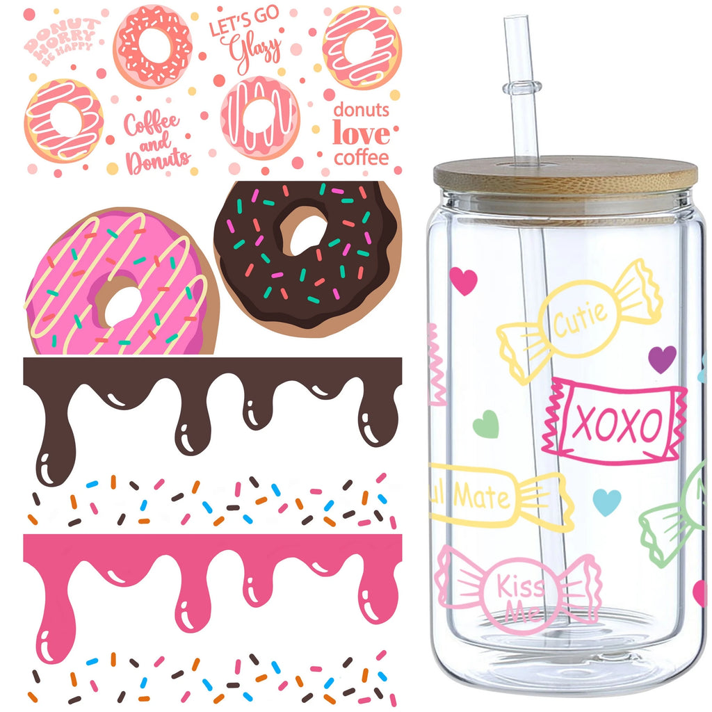 5 sheets Valentine's Day UV DTF cup stickers, DTF friction transfer stickers, waterproof transfer stickers