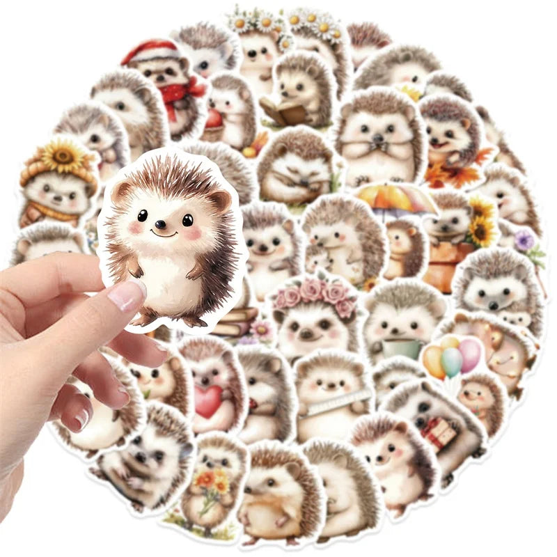 10/30/50PCS Kawaii Simple Hedgehog PVC Sticky Stickers Aesthetic DIY Colored Phone Laptop Luggage Skateboard Graffiti Decals
