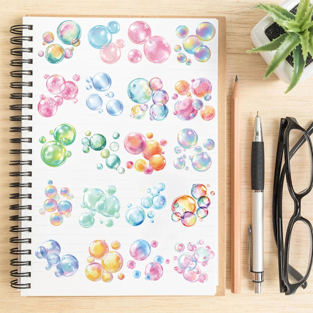 50/100PCS Colorful bubbles Sticker Fashion Bicycle Coffee  Art Picture Laptop Bicycle Living Room Retro Motorcycle Wall Stickers