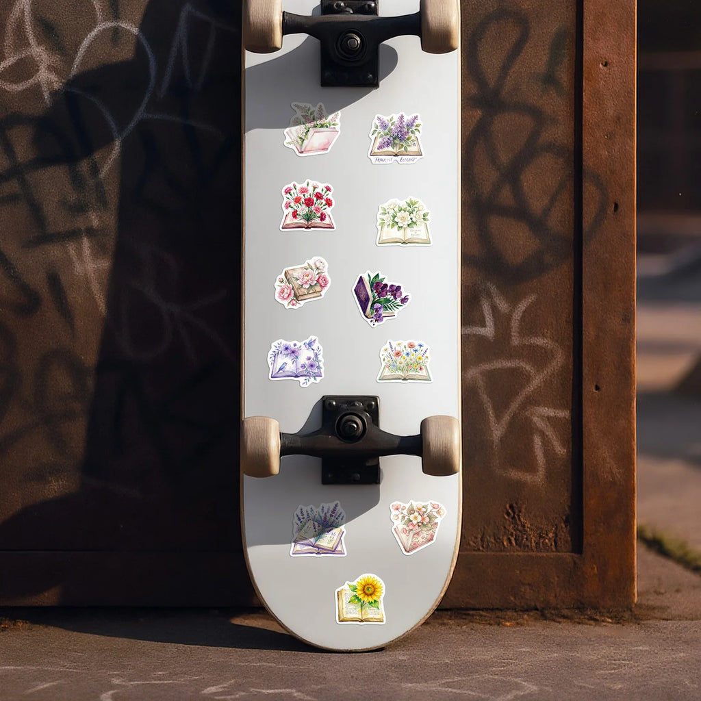 56/112 Pcs New Book & Floral Doodle Stickers for Car Suitcase Scooter Helmet Removable Waterproof Decals