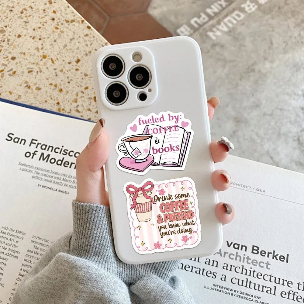 50PCS Funny Coffee Graffiti Stickers DIY Luggage Scooter Water Cup Computer Tablet Waterproof Stickers