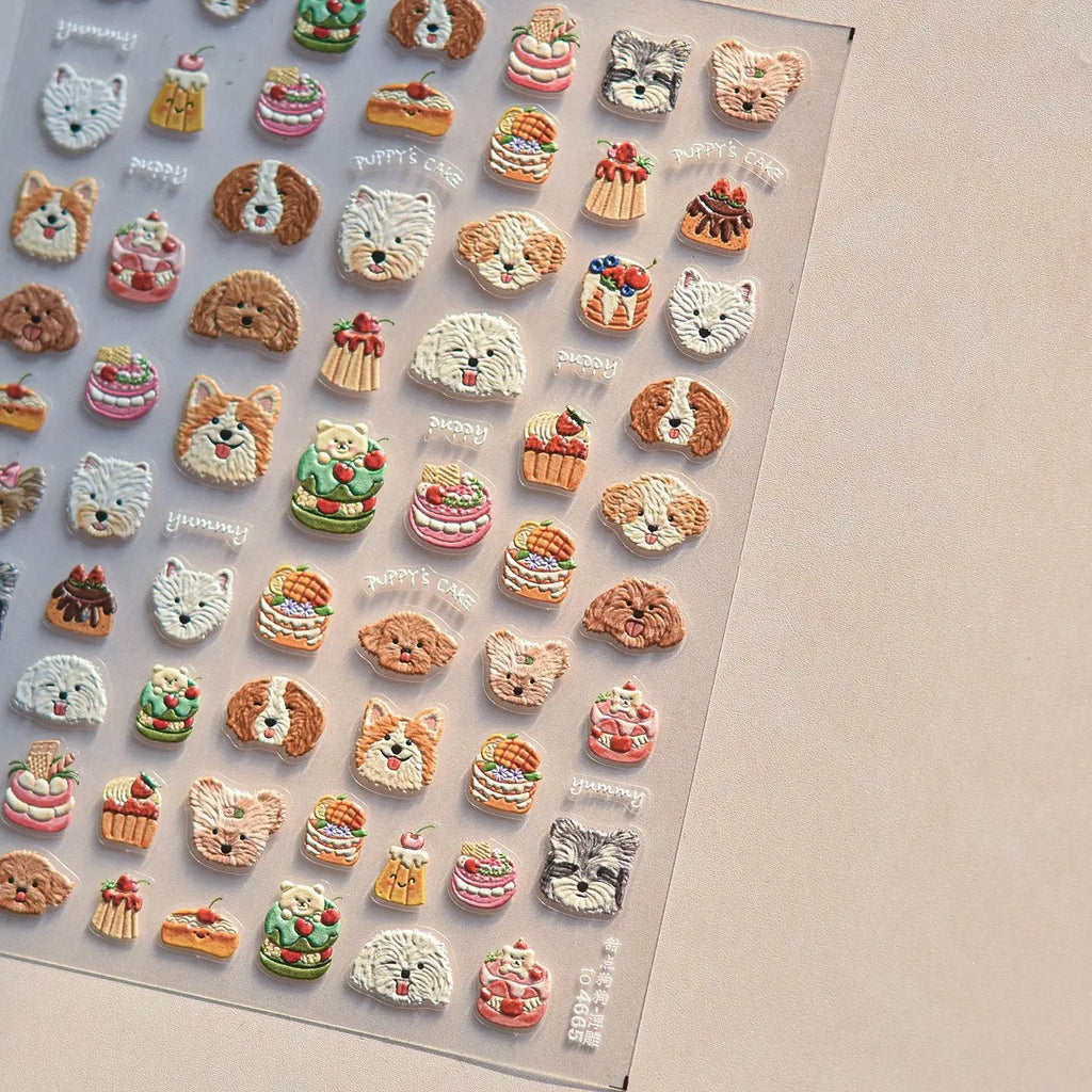 1pc Embossed Nail Stickers Kawaii Cartoon Cat Nail Art Stickers Balet Stylies Self Adhesive Autumn and Winter Nails Decorations