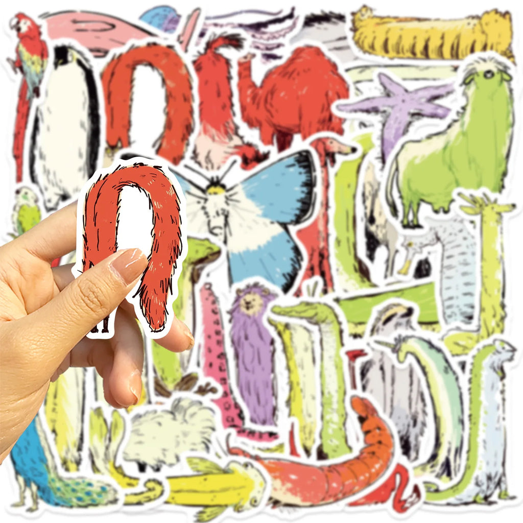 50PCS Cartoon Elongated Animal Creative Stickers DIY Decoration Guitar Stationary Notebook Luggage DIY Waterproof Stickers
