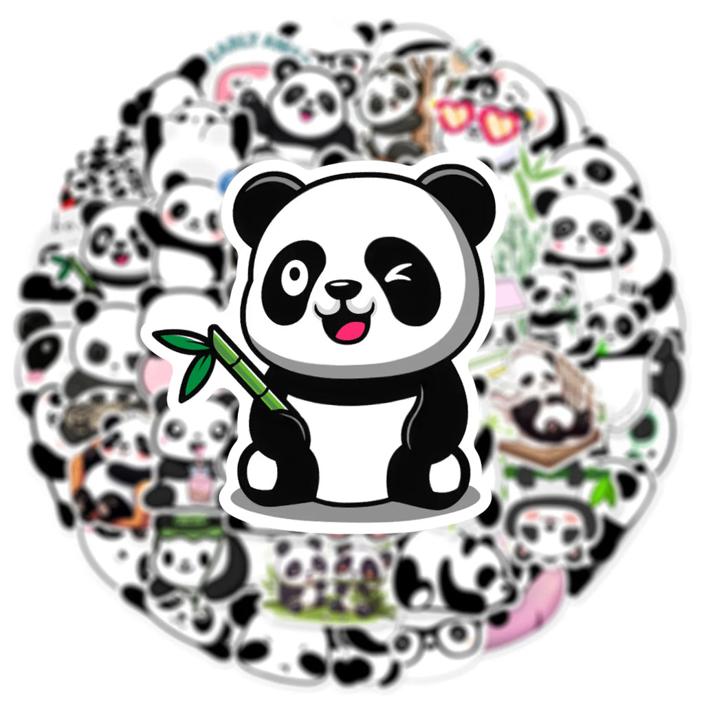 50PCS Cute Panda Graffiti Sticker Phone Case, Luggage, Water Cup, Tablet Guitar Waterproof Sticker