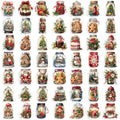 50 Pcs Cartoon Christmas Bottle Sticker Pack Waterproof Transparent PET Party Material Decoration Guitar Notebook