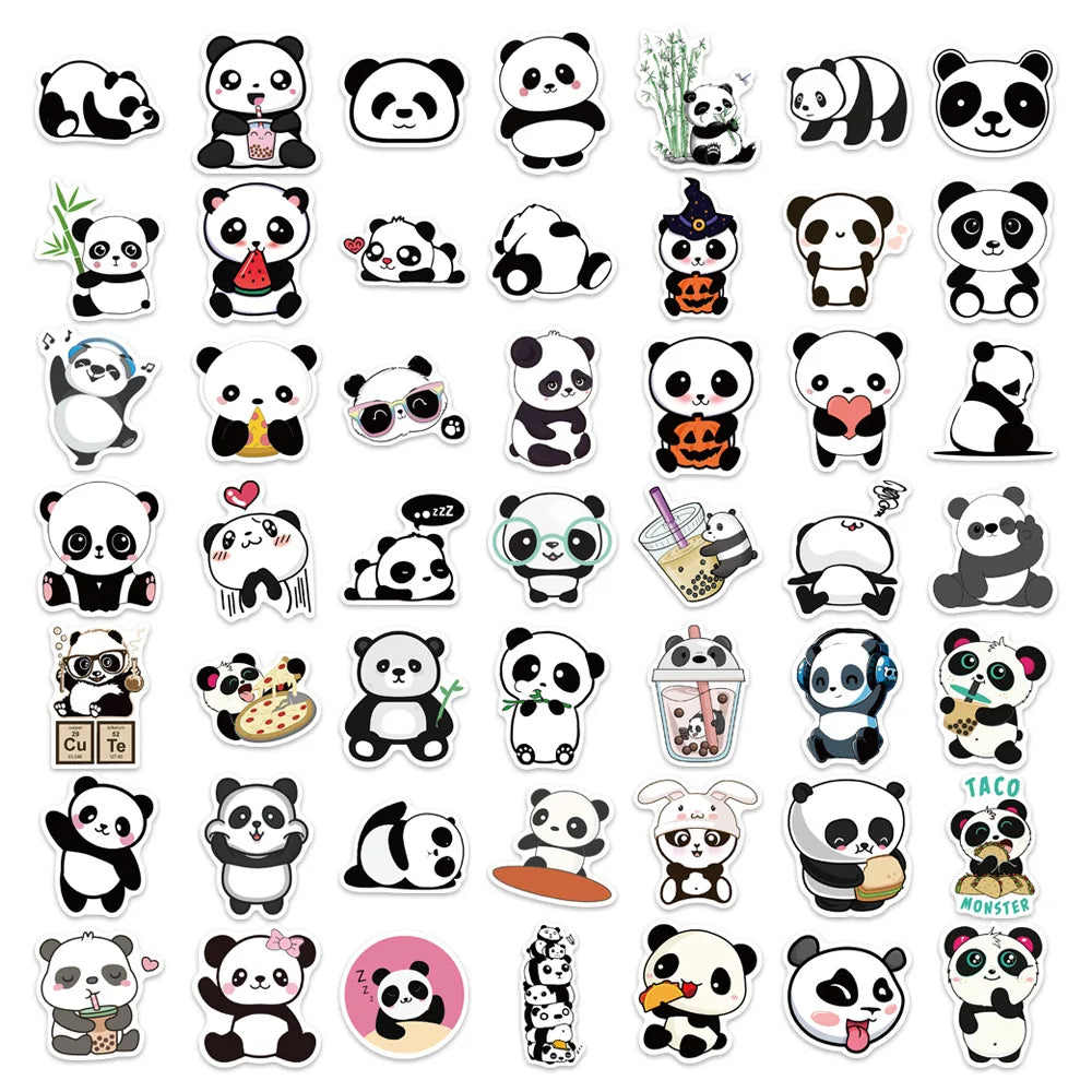 50/100PCS Panda Cartoon Stickers Creative Stickers Decorative Luggage Phone Cases Stationery Gifts