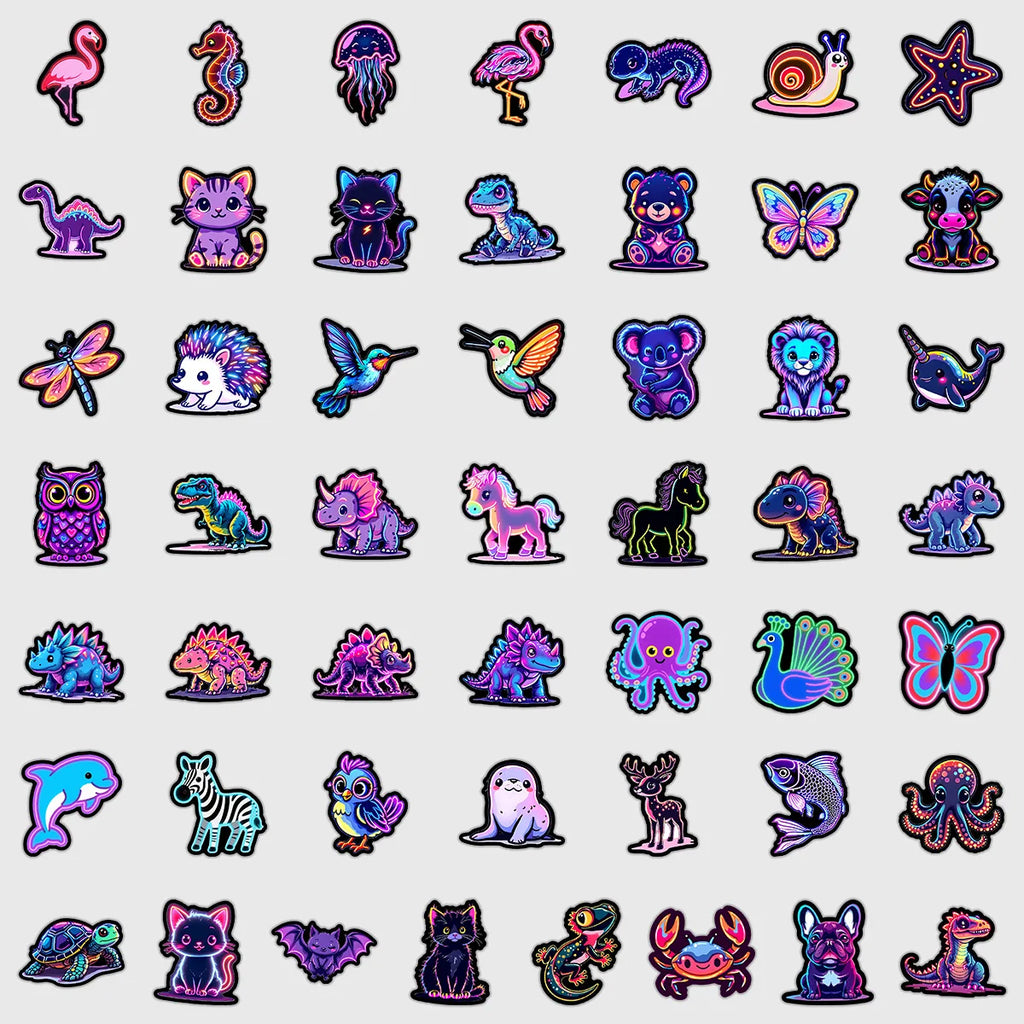 50/100PCS Neon Light Graffiti Stickers Water Cup Mobile Waterproof Decorative Stickers Creative Stationery Notebook Stickers