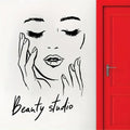 Wall Decal Featuring a Female Face for a Beauty Studio, Perfect for Makeup Decoration.