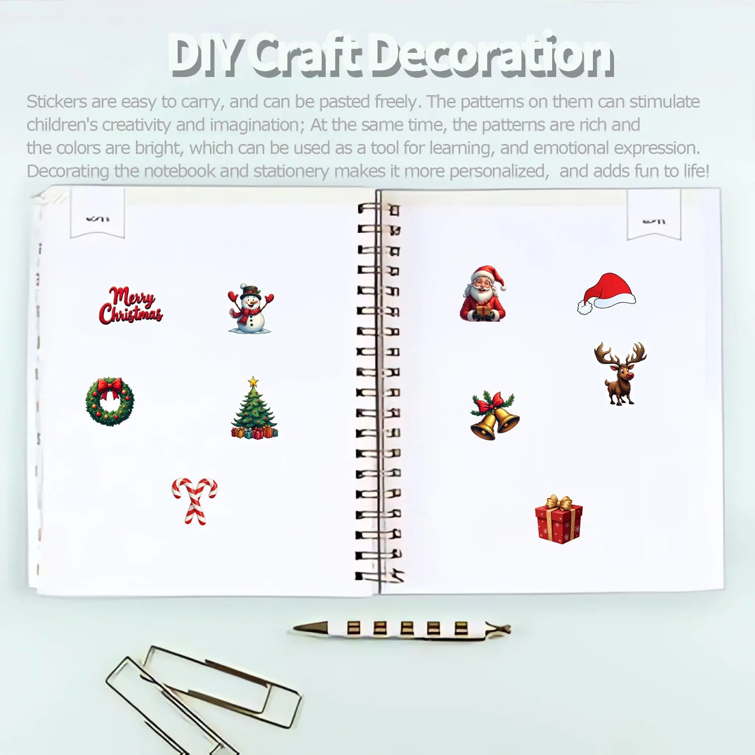 1Roll(500Pcs)10 Irregular Merry Christmas Theme Stickers 2.5cm/1'' DlY Craft Decoration Festival Sealing Scrapbook Labels
