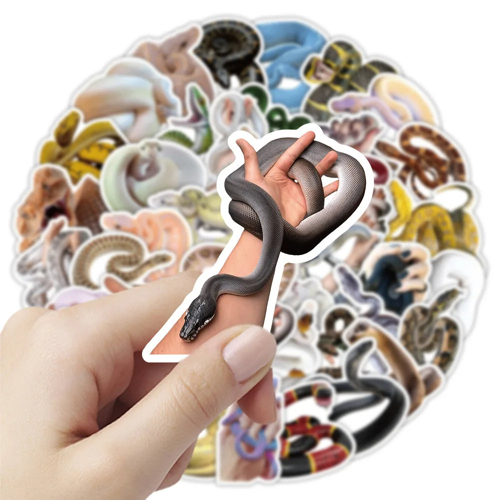 50/100 Pcs Realistic HD Various Snake Theme Stickers Waterproof Sunproof Thick for Stationery Box Helmet Skate Phone Laptop Car