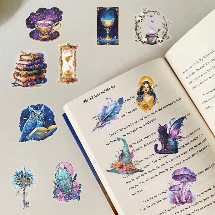 50PCS Magic Planet Stickers Magic Elements Exquisite Handheld Materials Phone Cases Laptops Suitcases Transparent Waterproof