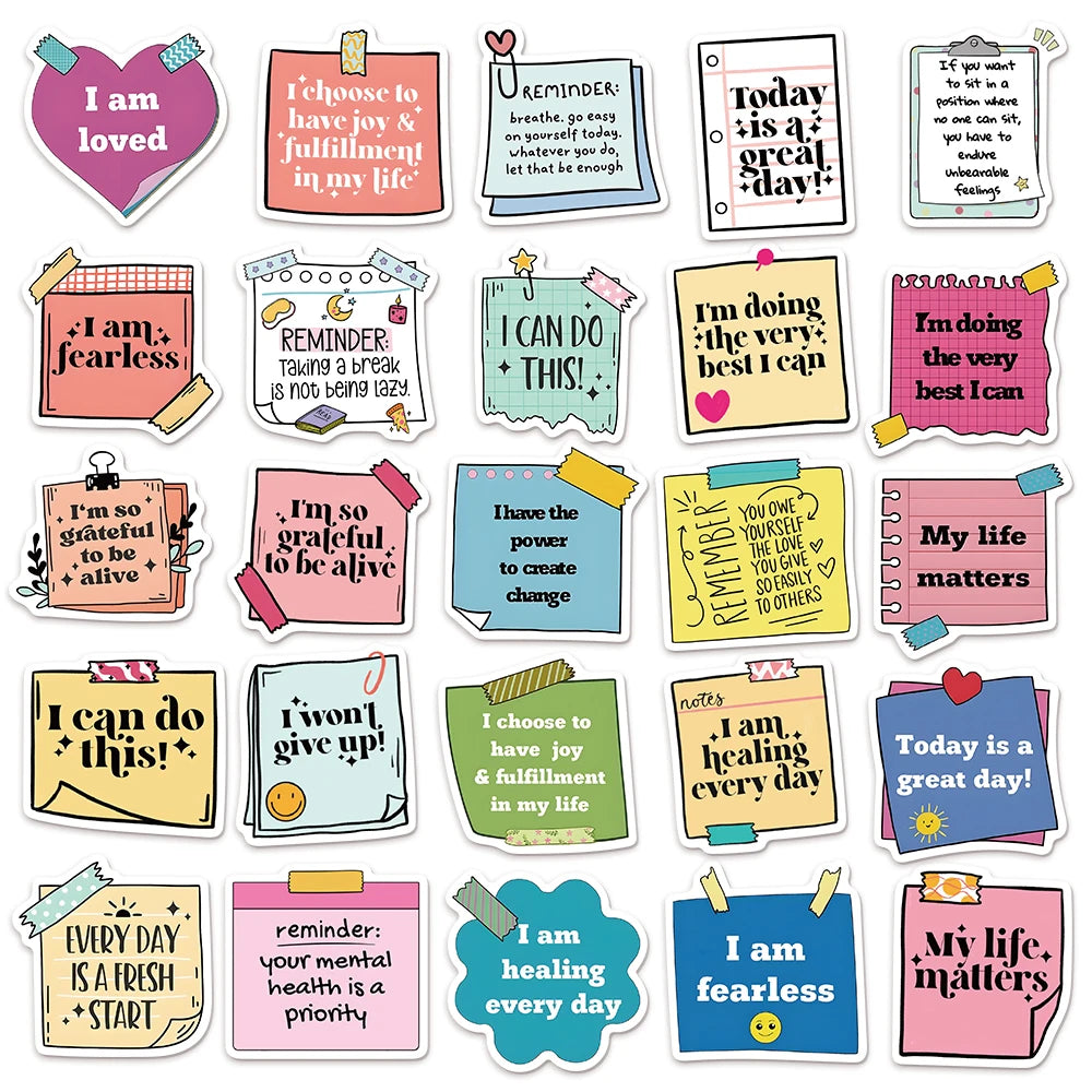 50PCS Self affirmation Encouragement Slogans Graffiti Stickers DIY Manual for Speakers Skateboards Tablets Decorative Stickers