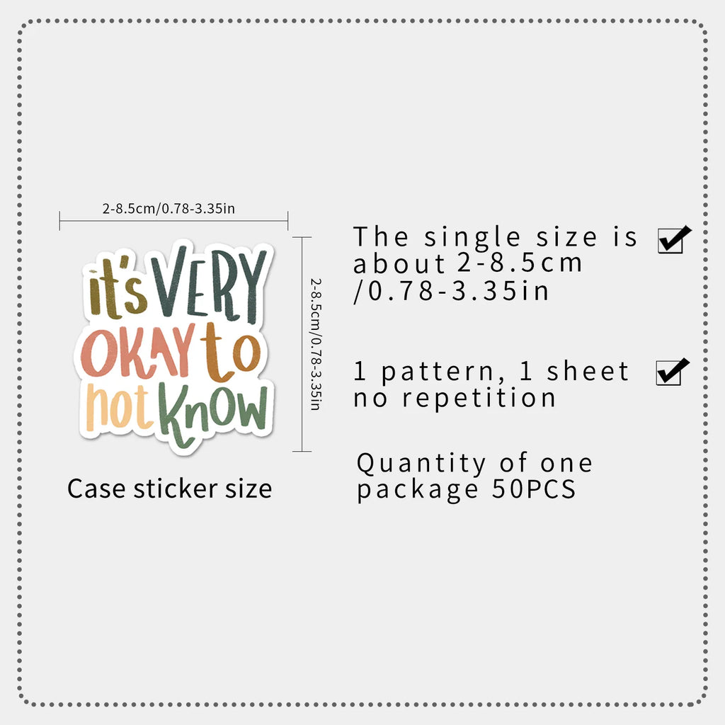 50/100PCS Mental Health Graffiti Personalized English Slogans Creative Decoration Water Cup Luggage Stickers Waterproof Station