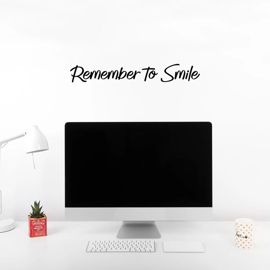 Remember to Smile - Black 2.5" x 17" Wall Art Decal Vinyl Sticker