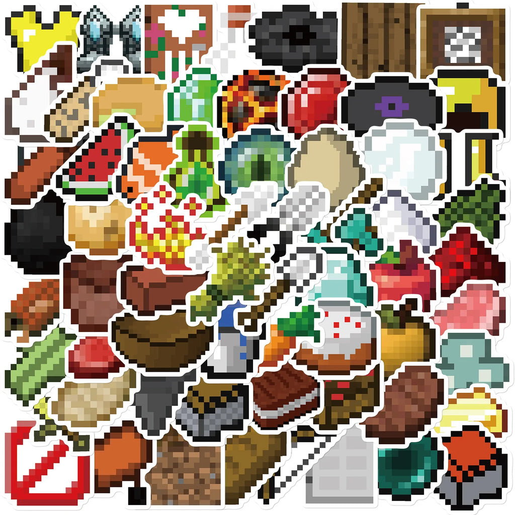 70PCS Creative Pixel Game Sticker Decoration DIY Manual Scrap Book Luggage Laptop Cup Skateboard DIY Waterproof Stickers