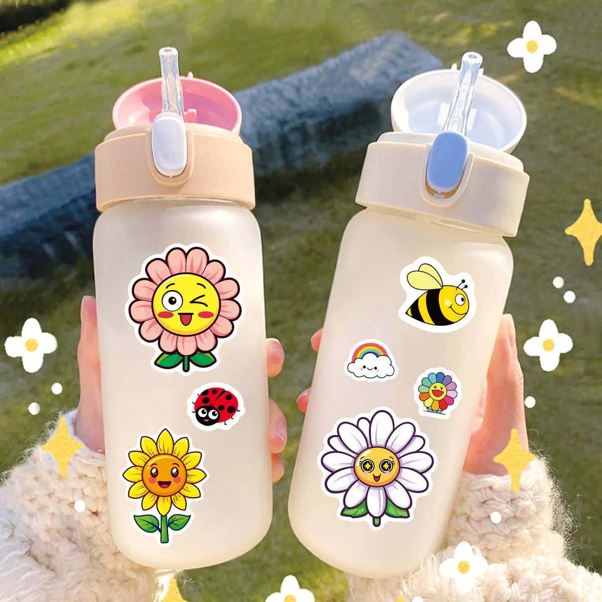 8/16/24PCS Cute Flower Puzzle Creative Stickers DIY Cartoon Stickers Card Gifts Children Rewards DIY Stickers