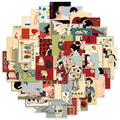 50PCS Retro Cartoon Japanese Culture Aesthetics Stickers DIY Manual Scrap Book Laptop Luggage Waterproof Graffiti Stickers