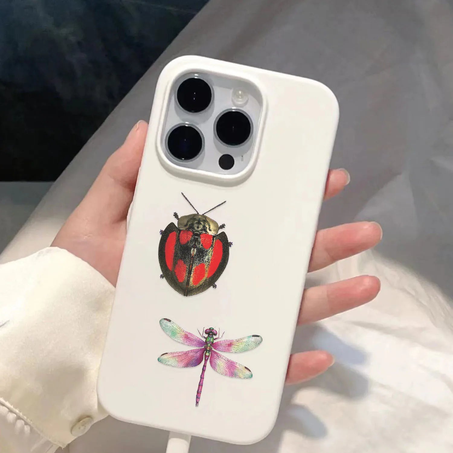 100PCS Colorful Cartoon Insect Dragonfly Stickers DIY Decoration Water Bottles Phone Children Notebook Transparent PET Sticker