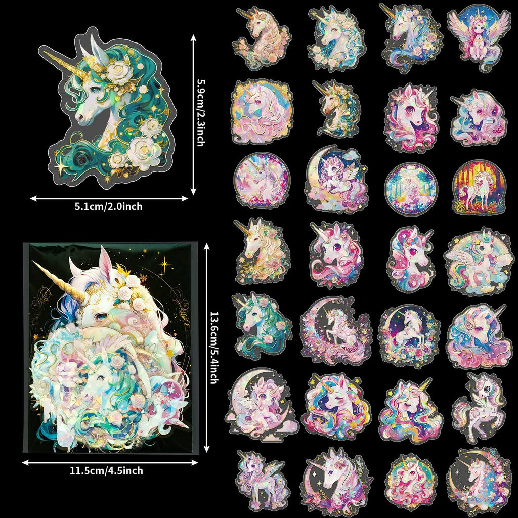 30Pcs Cartoon Dream Series Pet Stickers, 3D Laser Transparent DIY Decor Skateboard Hot Stamping Stickers