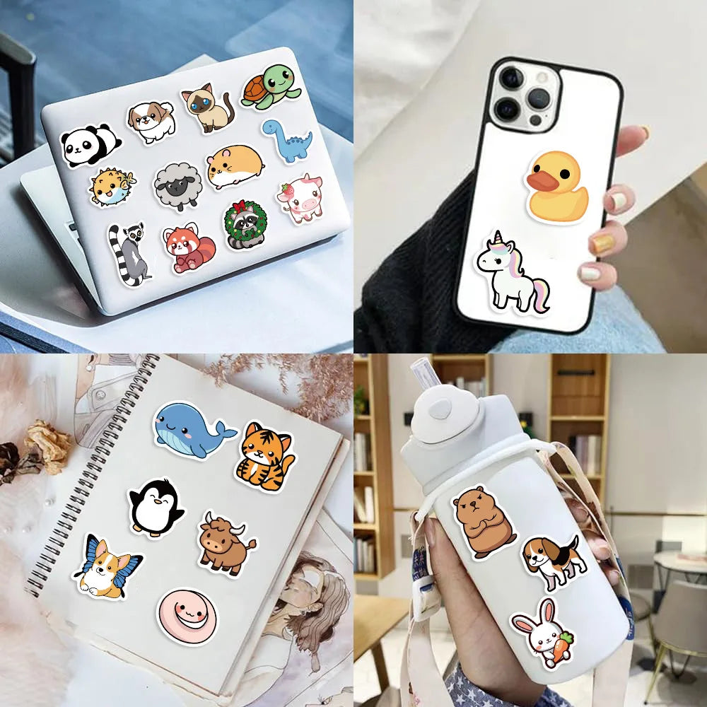 200PCS Small Size Cute Cartoon Animal Graffiti Stickers For DIY Decor Children Notebook Luggage DIY Waterproof Stationary